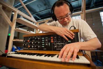 Moog Pop-Up Factory building new Minimoog Model D synthesizers